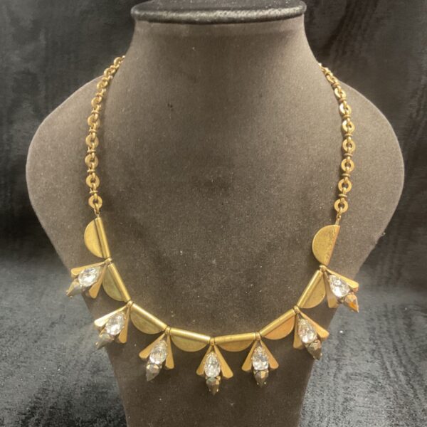 Vintage Art Deco statement necklace with white stones.