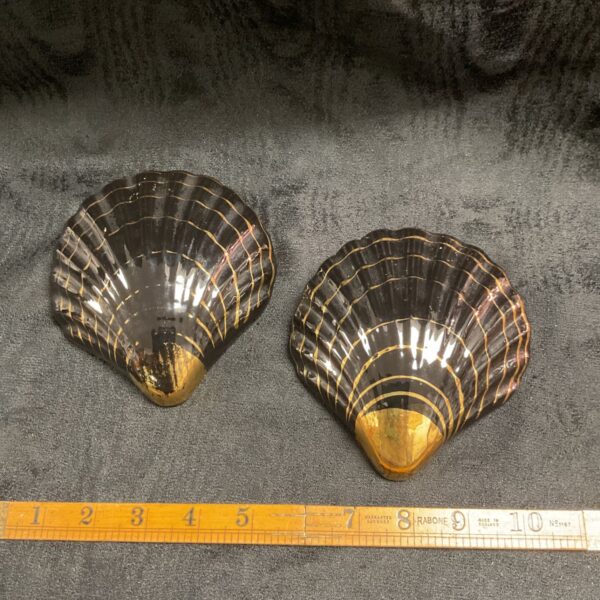 Pair of vintage Art Deco wall pockets with gold detailing.