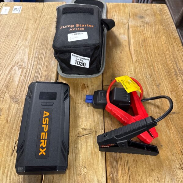 Asperx AX1500 car jump starter, portable vehicle booster.