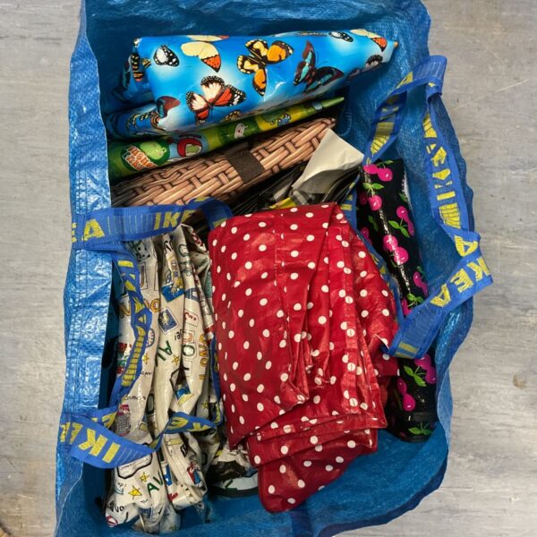 Large collection of colourful bags for life, reusable shopping bags.