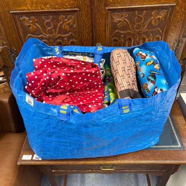Job lot of colourful reusable bags for life, ideal for shopping.
