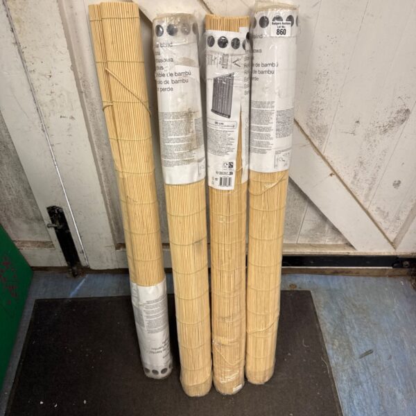Four goodhome bamboo roller blinds, 90cm x 180cm, natural window coverings.