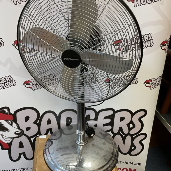 White Bionaire floor fan, telescopic and oscillating.