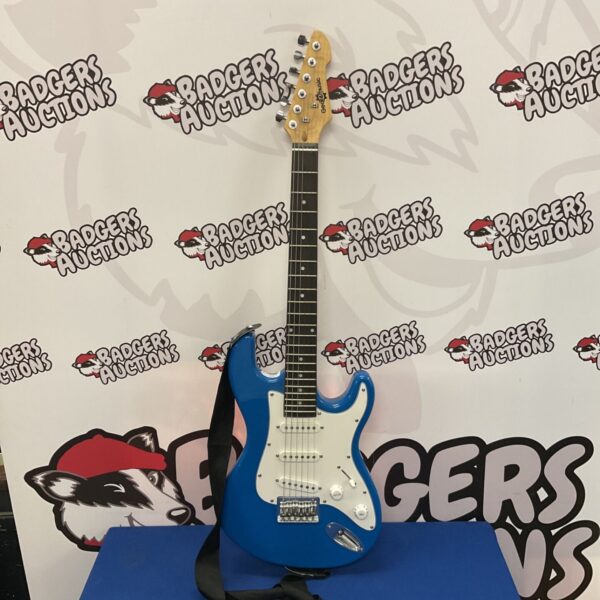 Blue gear4music child's electric guitar for sale.