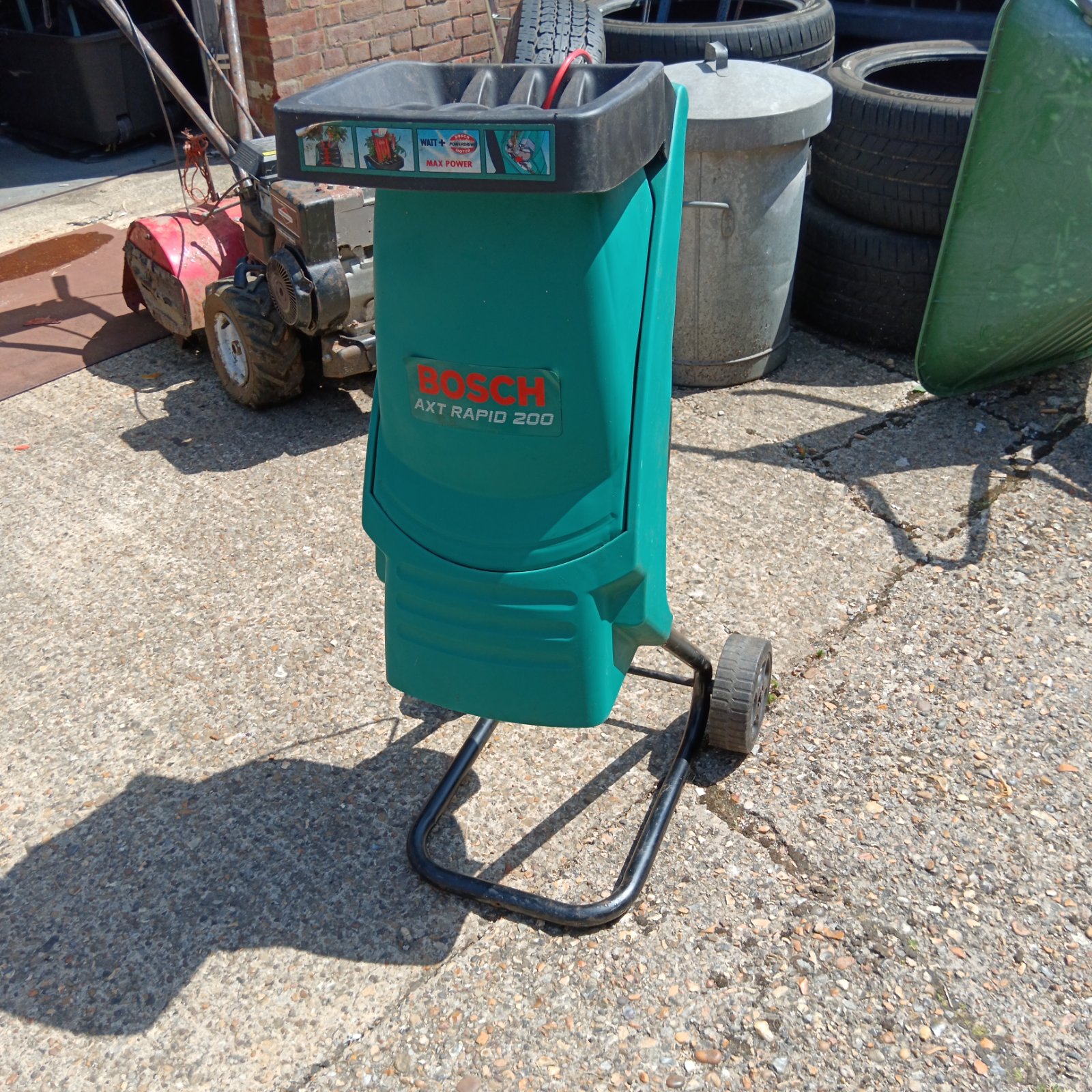 Bosch AXT Rapid 200 garden shredder in used condition.