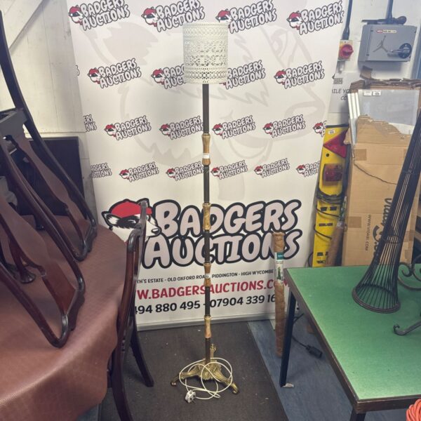 Vintage brass floor standard lamp with alabaster segments.