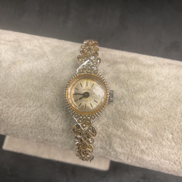 Vintage Buler Art Deco cocktail watch with markasite strap.