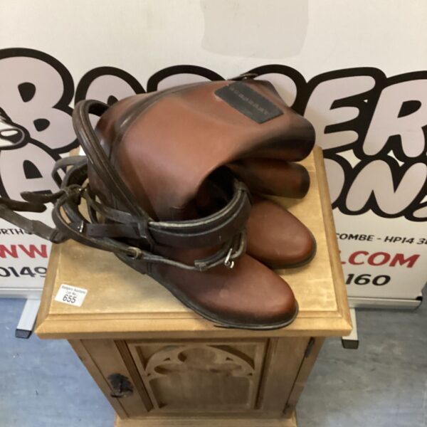 Pair of brown leather Burberry riding boots, size 17.