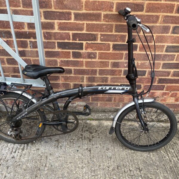 Black Carrera Intercity folding bike with 20 inch wheels.