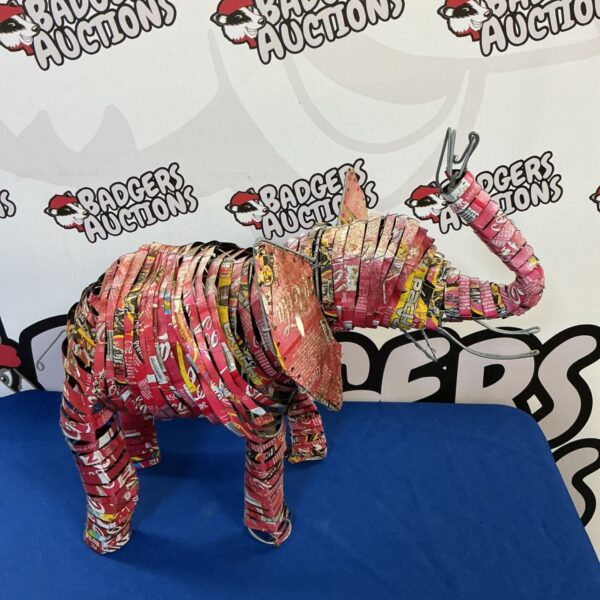 Coca Cola elephant sculpture made from recycled cans.