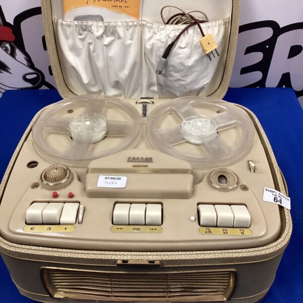 Vintage Cossor CR-1001 tape recorder in a hard case.