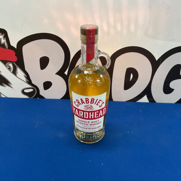 Crabbies Yardhead Single Malt Whisky bottle, collectible Scottish spirit.