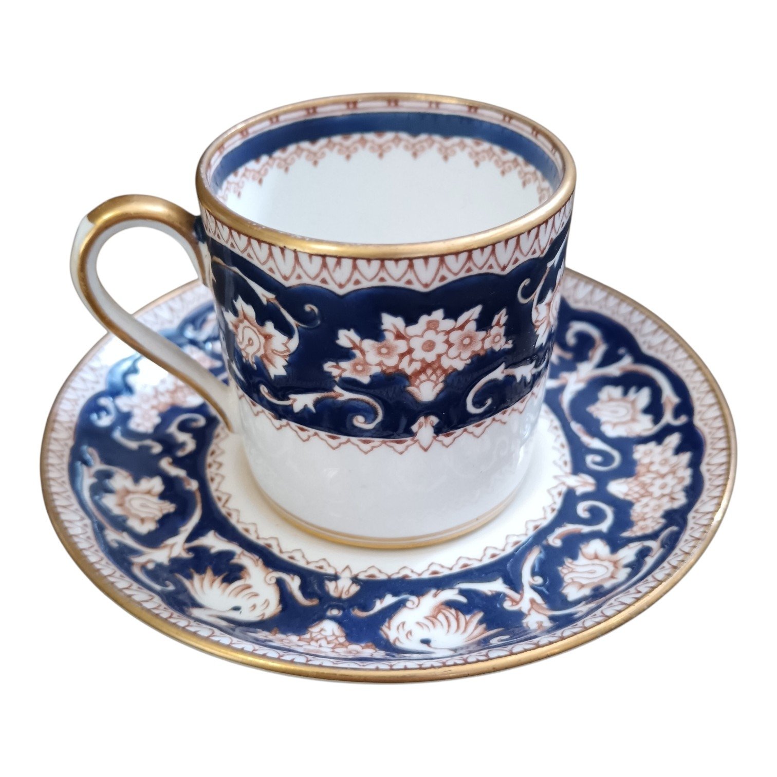 Crown Staffordshire Ellesmere coffee cup and saucer set, vintage porcelain.