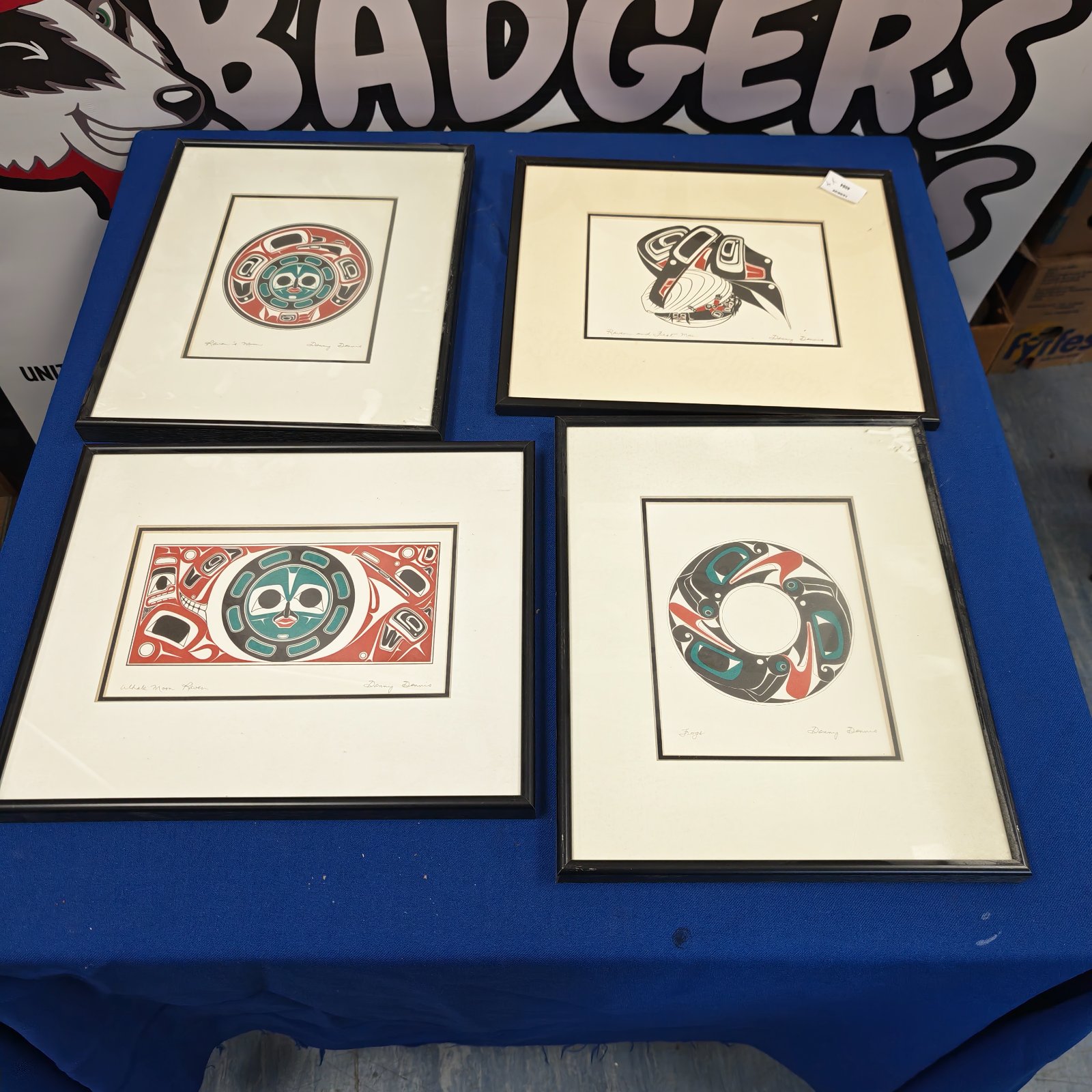 Framed Danny Dennis abstract art print with vibrant colours.