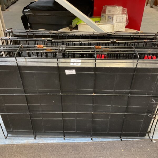 Pair of black wire dog cages measuring 50x75cm.