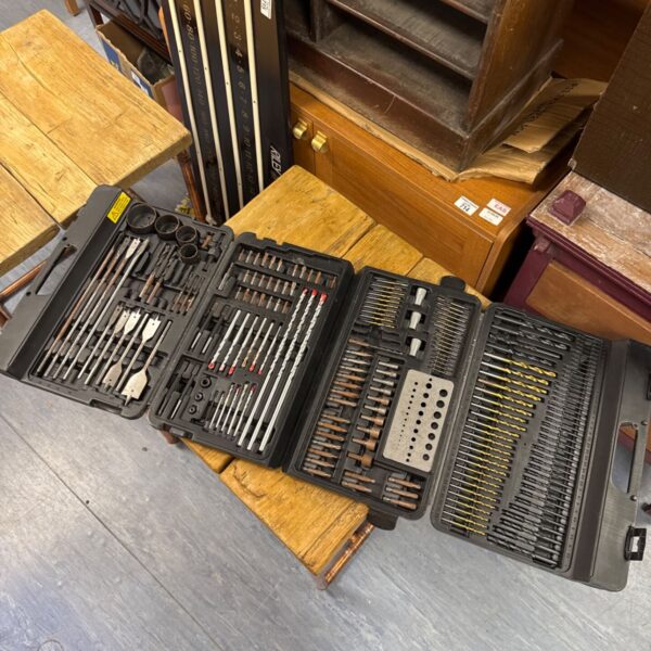 Performance drill bit set with various drill and driver bits.