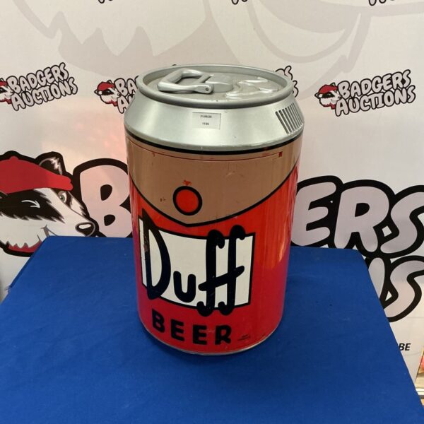 Duff Beer mini fridge, a Simpsons collectible item.