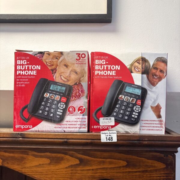 Two Emporia KFT19 big button phones in used condition.