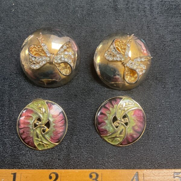 Vintage enamel butterfly earrings, a pair of floral jewelry.