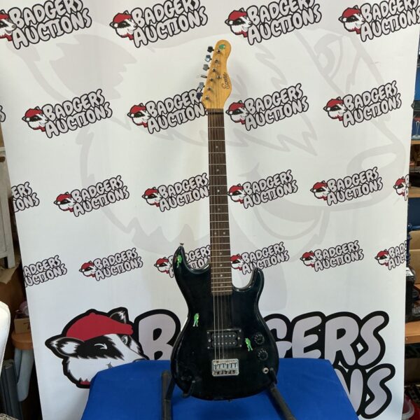 Black Encore child’s electric guitar for young musicians.