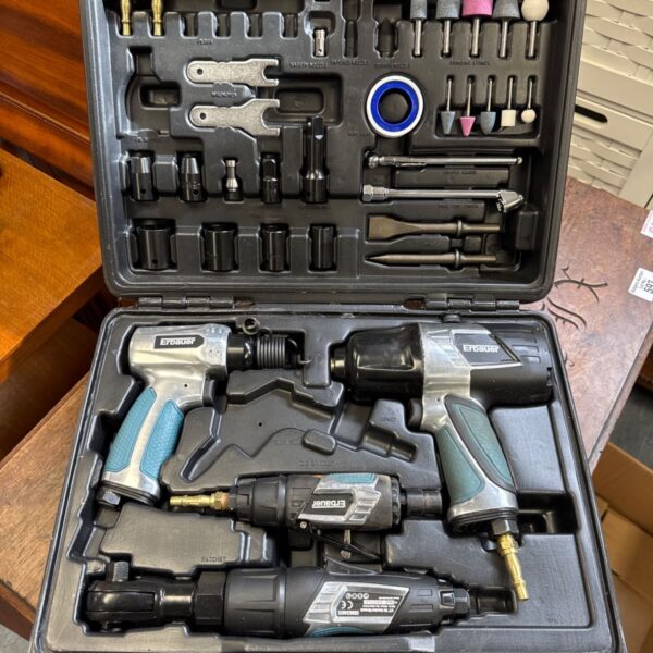 Closed Erbauer air tool set case with various tool outlines visible.