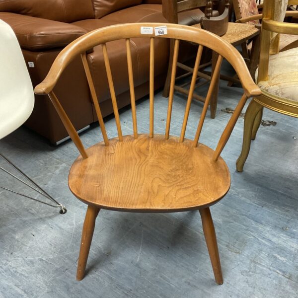 Vintage Ercol Cow Horn chair with elm seat and beech wood frame.