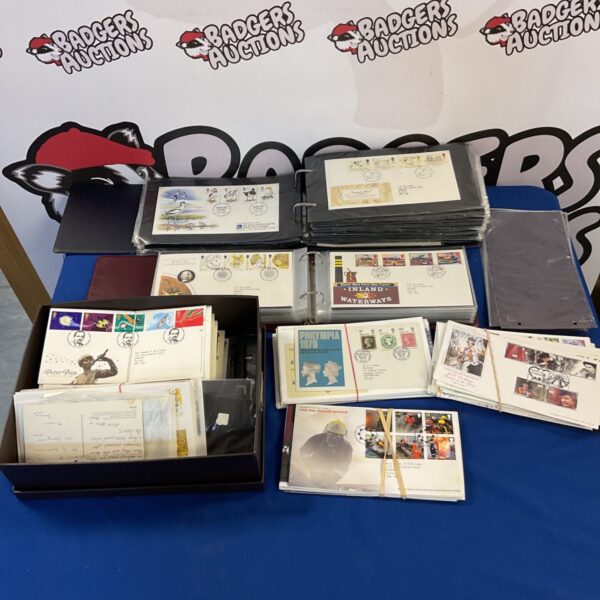 First day stamp covers in album, postal history collection.