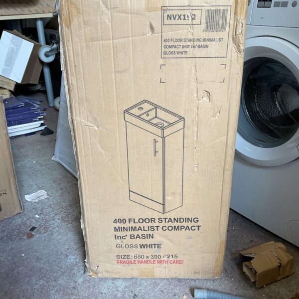 Used floor standing compact basin, model NVX1, for bathroom renovation.
