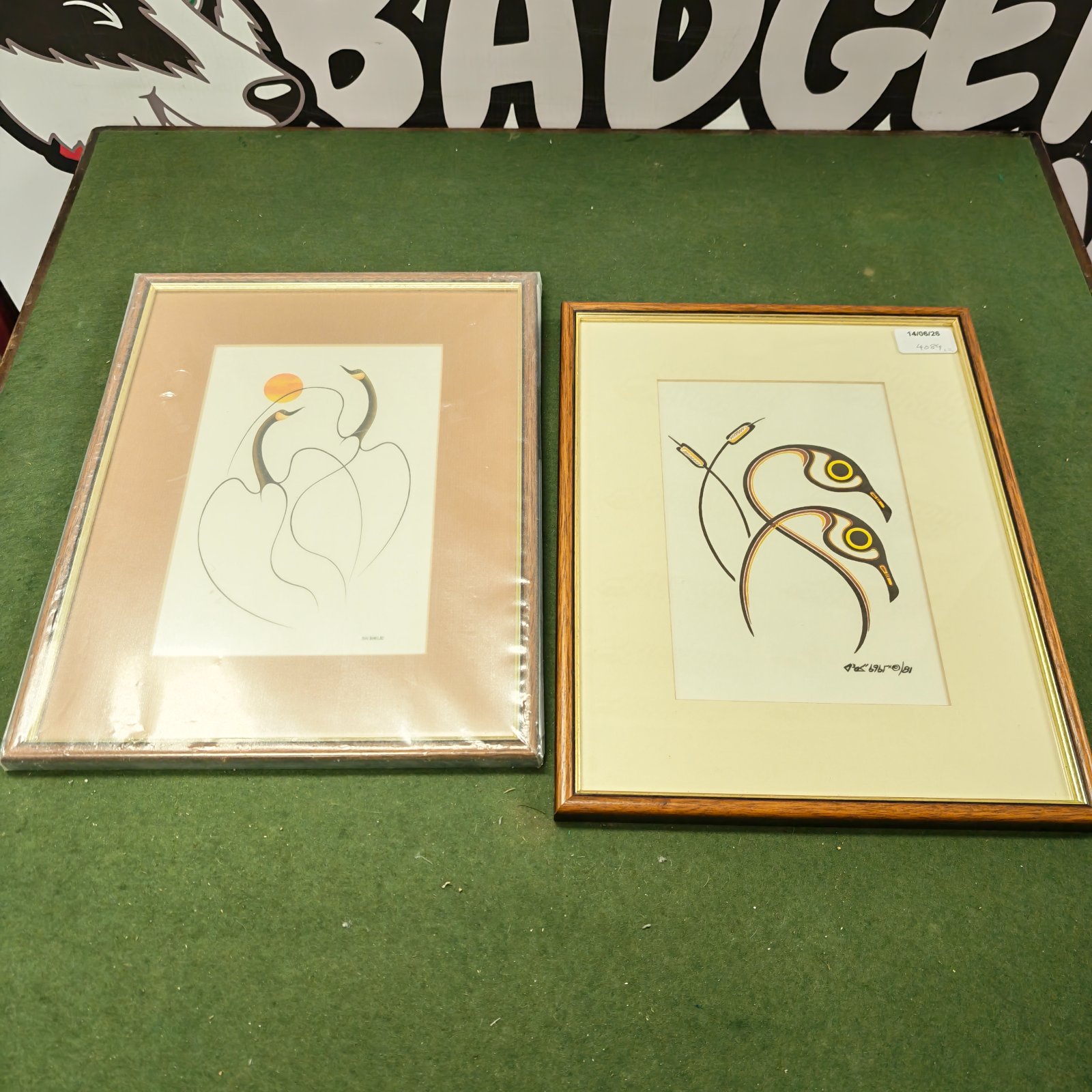 Two framed modern prints with abstract designs for minimalist wall art.