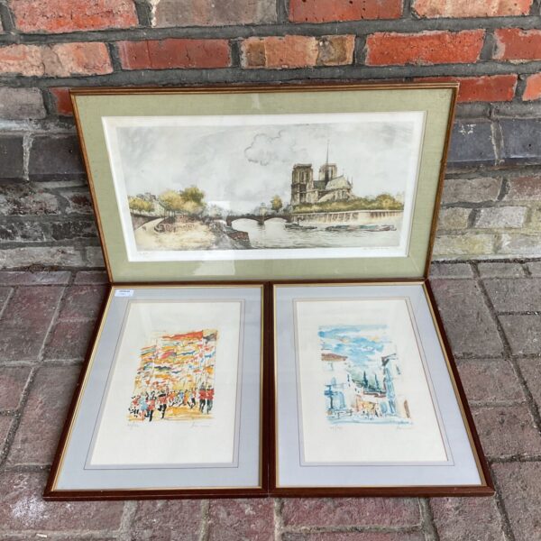 Signed Frank Will lithograph of Paris, vintage French art print.