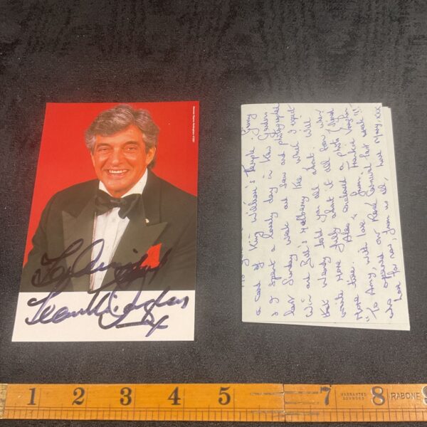 Signed Frankie Vaughan photograph, vintage celebrity memorabilia.