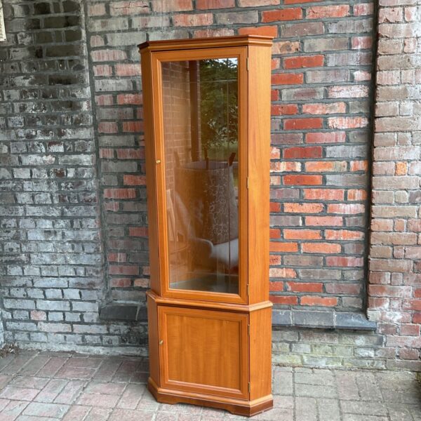 Vintage G Plan corner display cabinet with glass front.