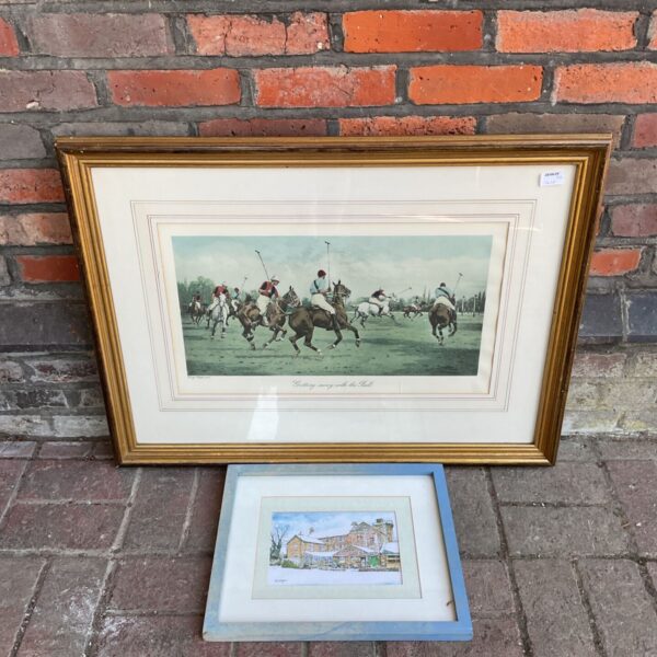 Framed George Wright polo print with RW Dipple cottage print.