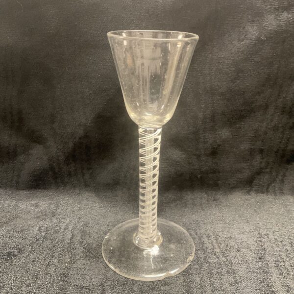 Antique Georgian wine glass with air twist stem, circa 1750.