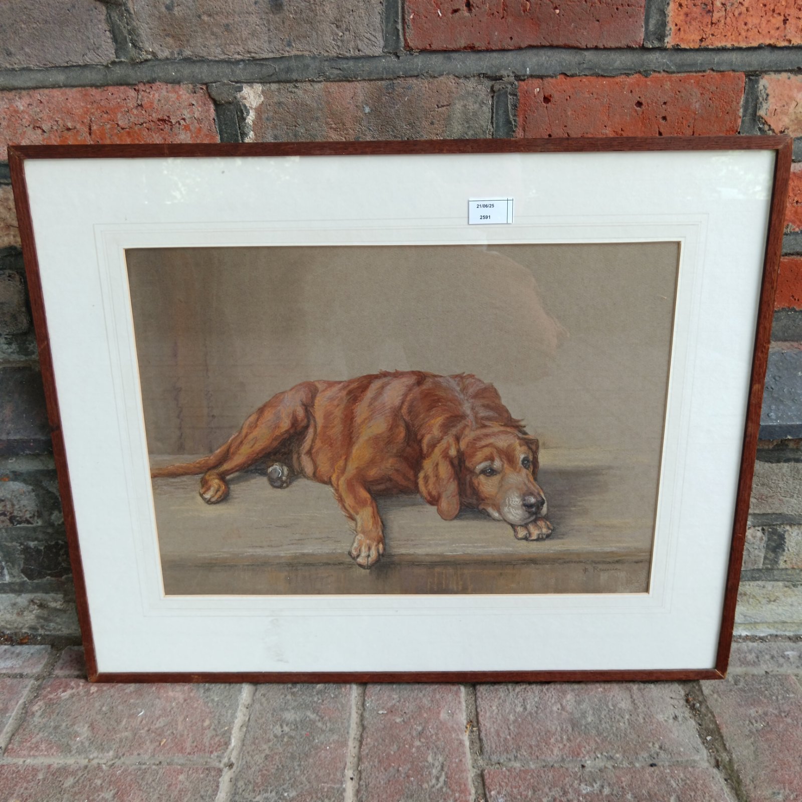 Original pastel painting of a golden Labrador dog.