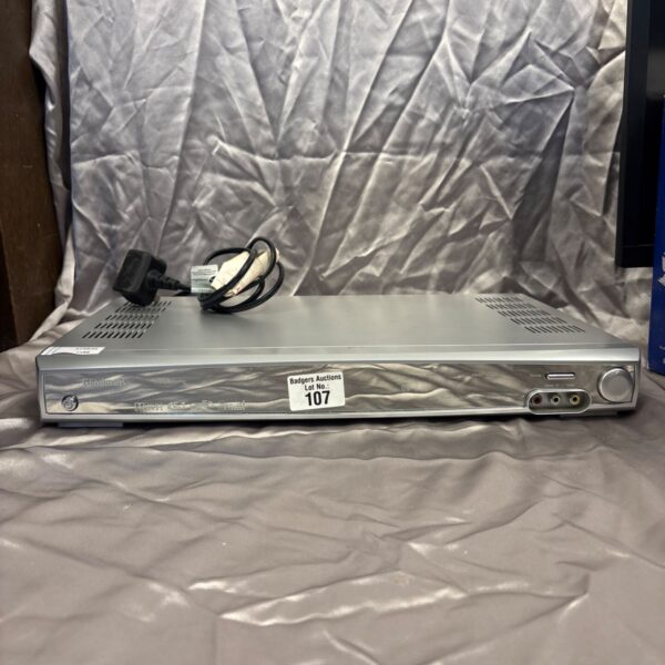 Silver Goodmans digital amplifier with rear connections visible.