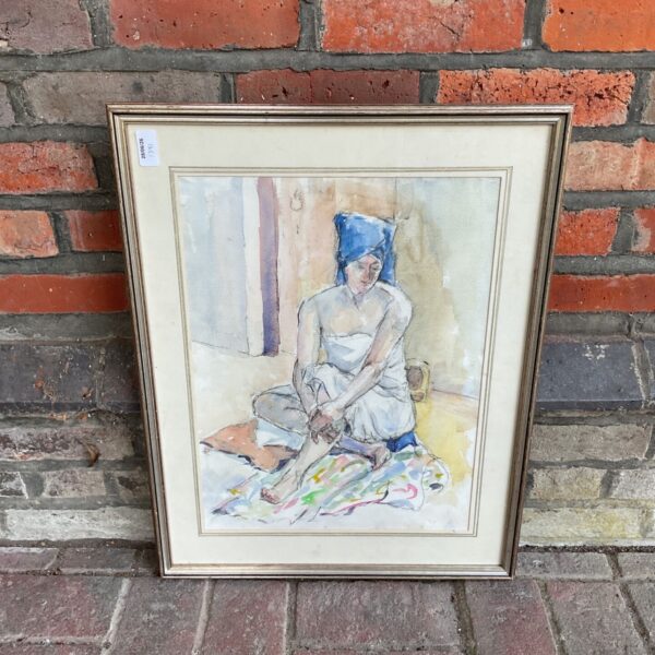 Gracia Monsa Rodriguez watercolour portrait of a seated woman.
