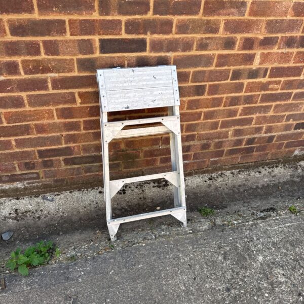 Silver folding aluminium step ladder by Gravity Ladders Ltd.