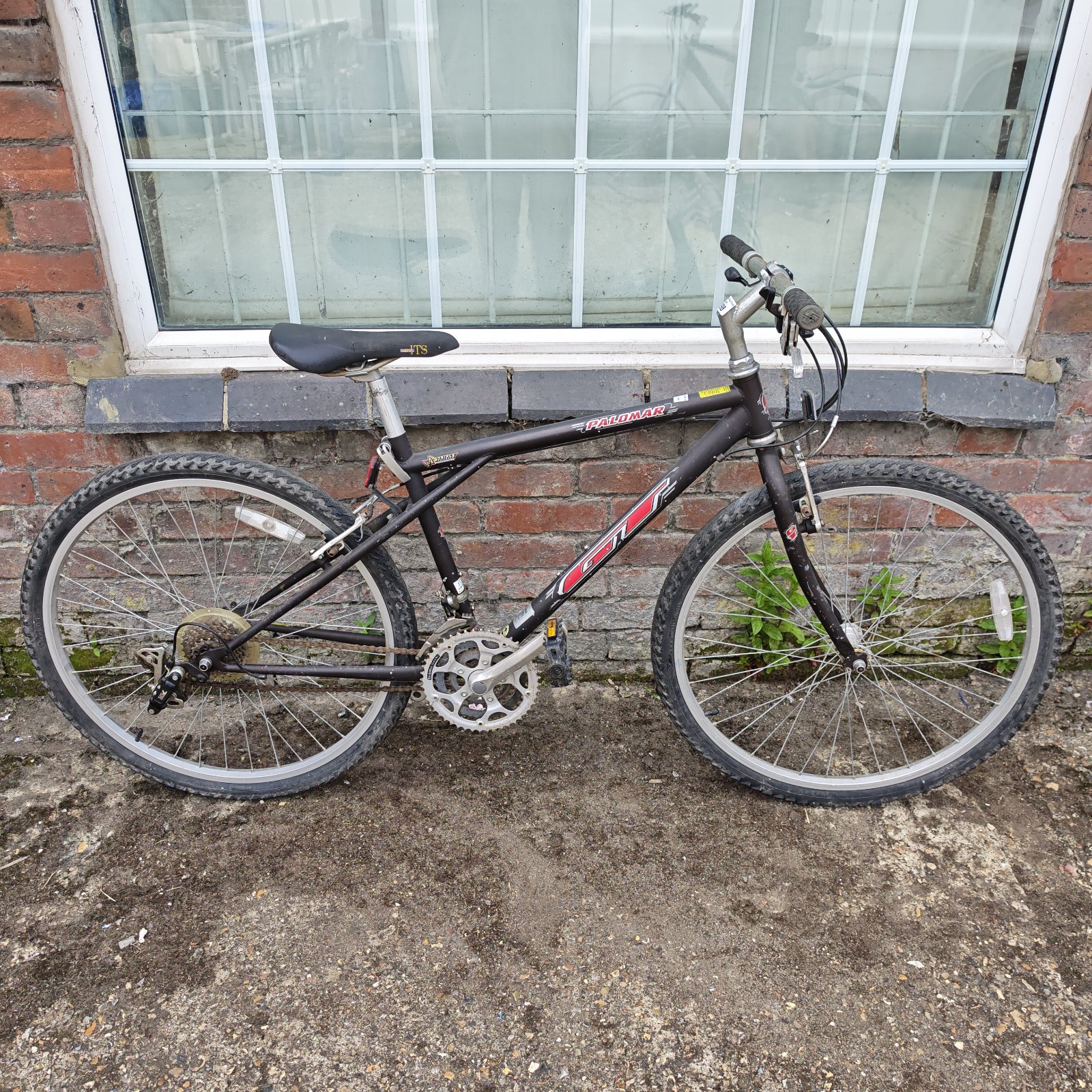 Side view of a vintage GT Palomar mountain bike.