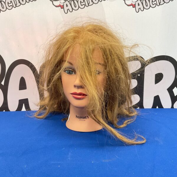 Blonde HairArt mannequin head for cosmetology practice and wig display.