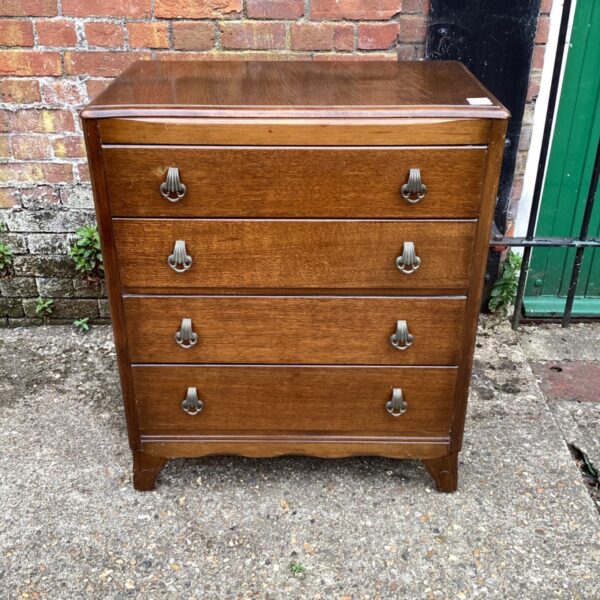 Vintage Harris Lebus Art Deco golden oak chest of drawers.