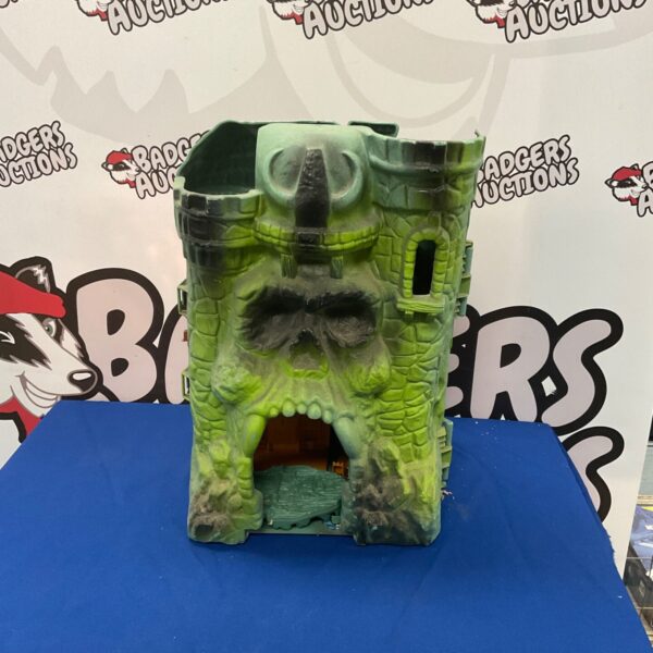 Vintage He-Man Skull Castle playset, front view, MOTU collectible.