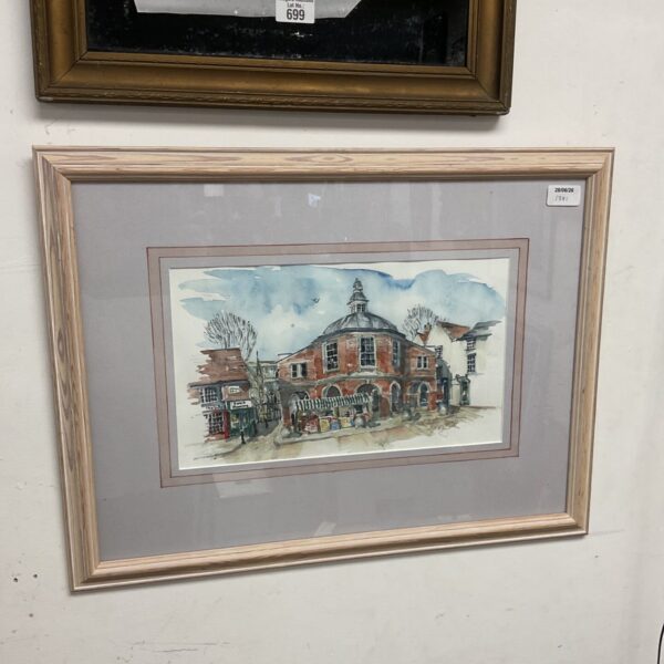 Artist signed watercolour painting of High Wycombe Corn Market.