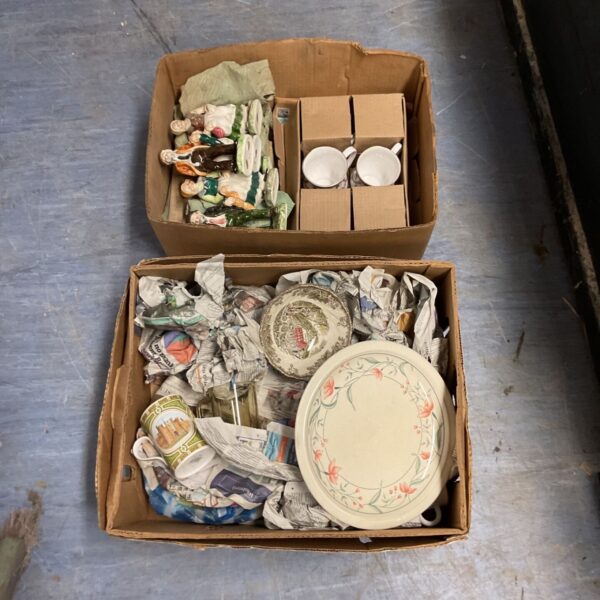 House clearance lot with mixed china and figurines for collectors.
