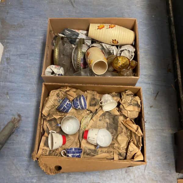 Mixed house clearance lot with china and ornaments visible.