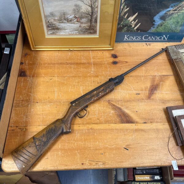 Vintage .177 break barrel air rifle for restoration possibly BSA with carved woodwork