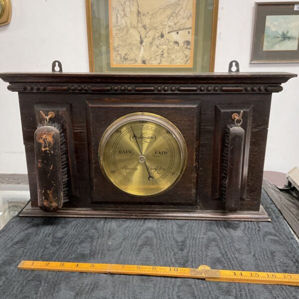 Antique Hall barometer and brush set