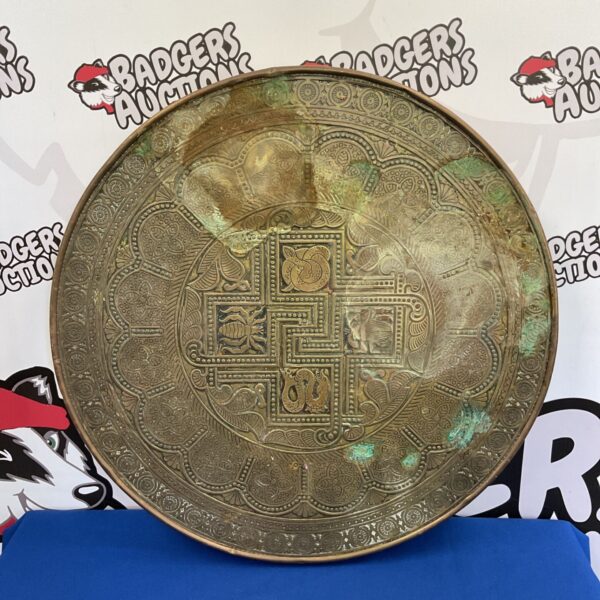 Vintage middle eastern style brass table top 33.5" diameter approx