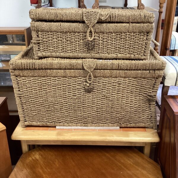 woven seagrass storage trunks