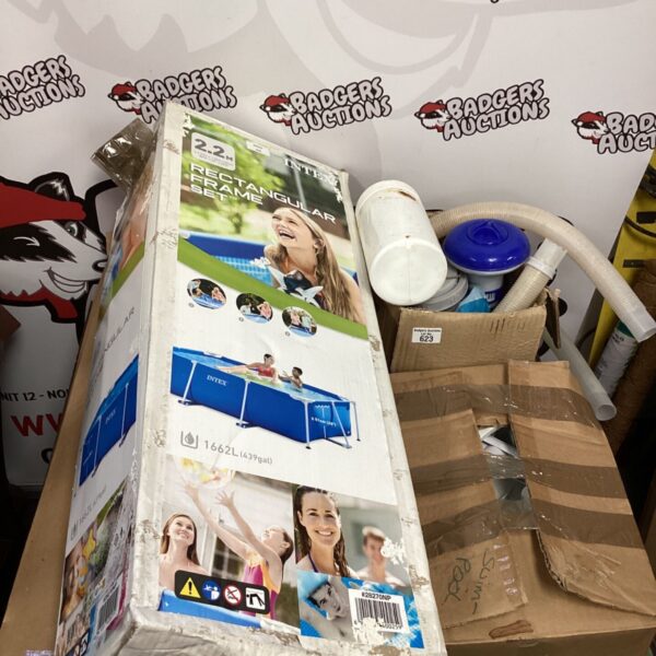 Boxed Intex rectangular paddling pool for summer garden use.